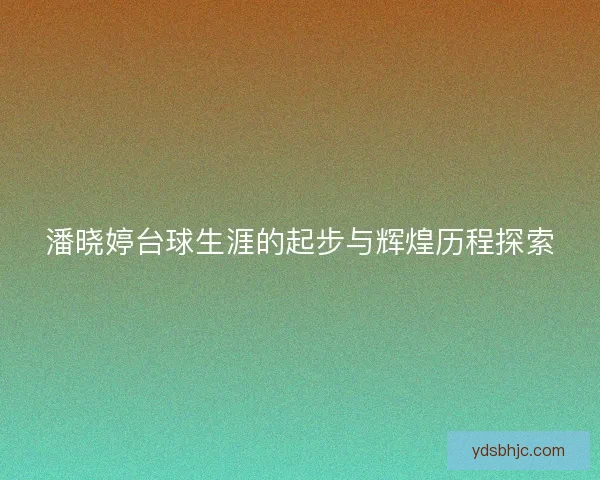 潘晓婷台球生涯的起步与辉煌历程探索